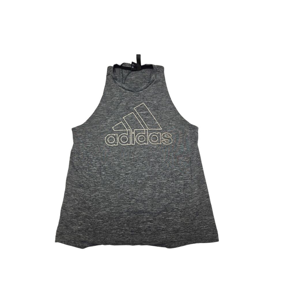 Adidas Women Gray Heather Athletic Workout Racerback Tank Top Size M
